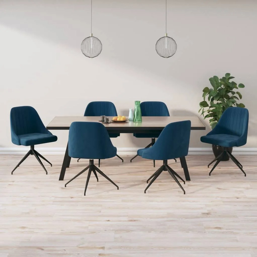 vidaXL Cadeiras de jantar 6 pcs veludo azul