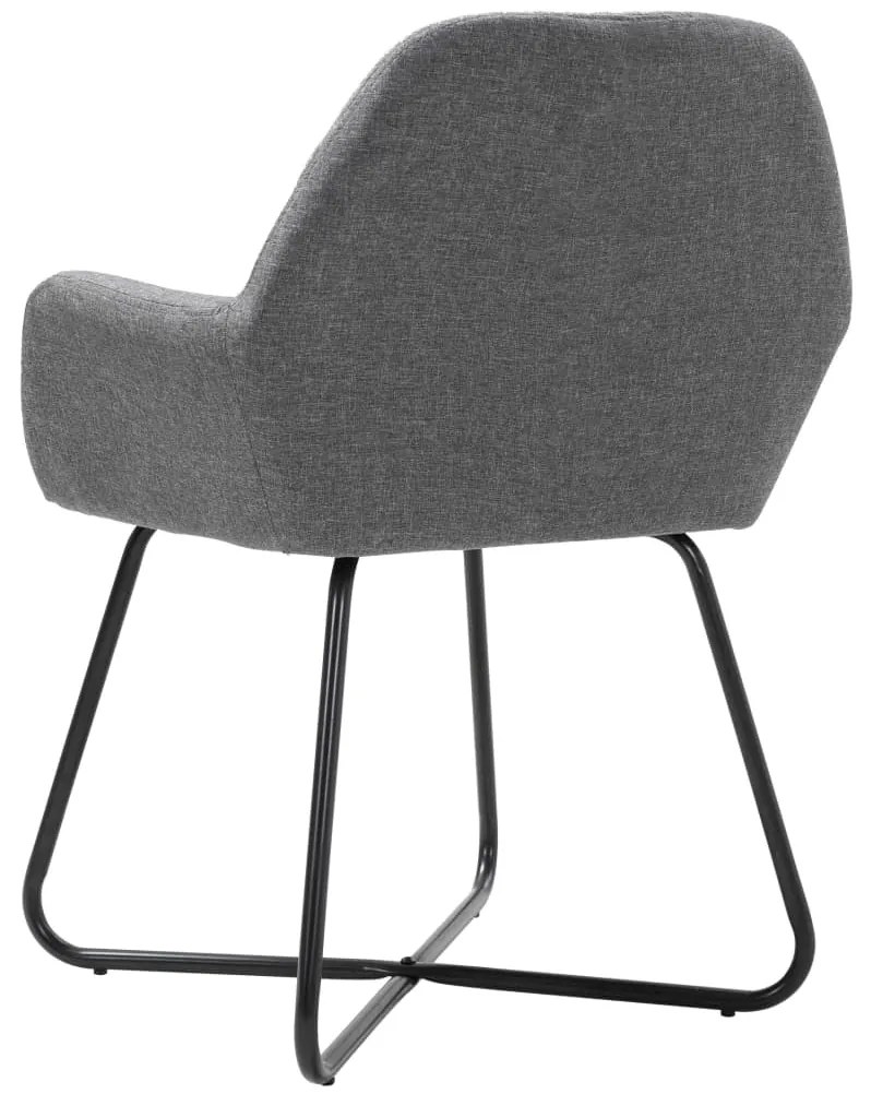Cadeiras de jantar 4 pcs tecido cinzento-escuro