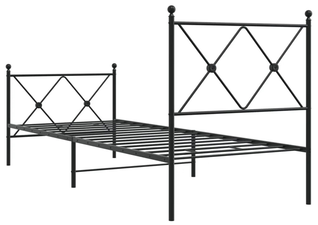 Estrutura de cama com cabeceira e pés 80x200 cm metal preto