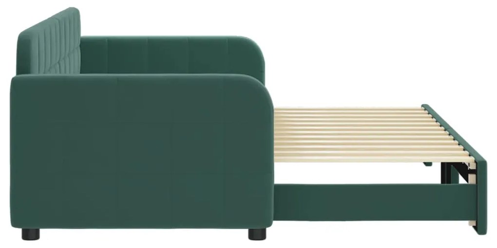 Sofá-cama com gavetão 80x200 cm veludo verde-escuro