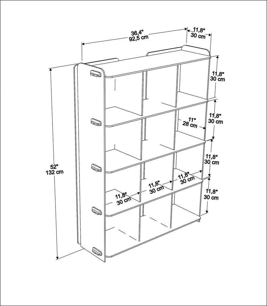 Estante Zimba – Carvalho – 92,5 x 132 x 30 cm