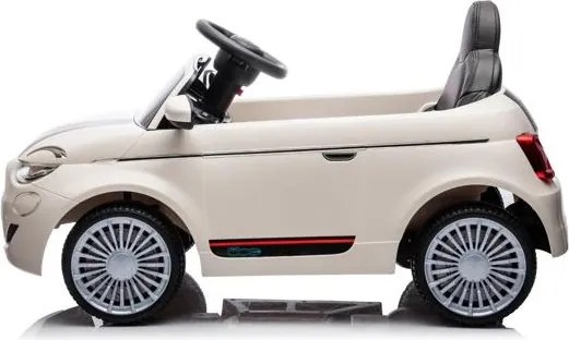 Carro elétrico para Crianças Fiat 500e 12V rodas silenciosas de EVA, assento de couro sintético BRANCO