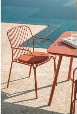Pack De 2 Cadeiras De Jardim Com Apoios De Braços Em Aço Anerina Terracota & Terracota - Sklum