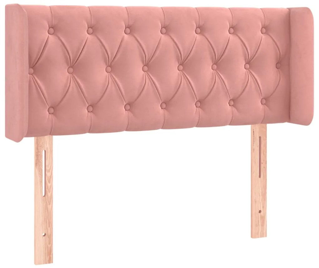 Cabeceira de cama c/ luzes LED veludo 93x16x78/88 cm rosa