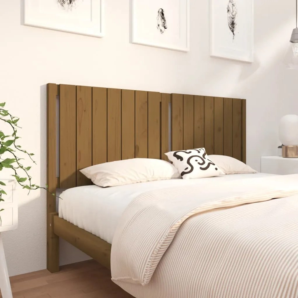 vidaXL Cabeceira de cama 165,5x4x100 cm pinho maciço castanho mel