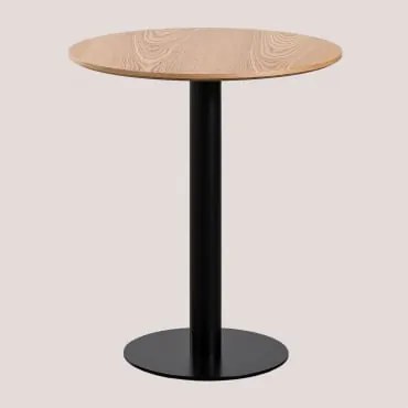 Mesa De Bar Redonda Em Lâmina De Freixo Frappe Ø70 Cm & Preto - Sklum