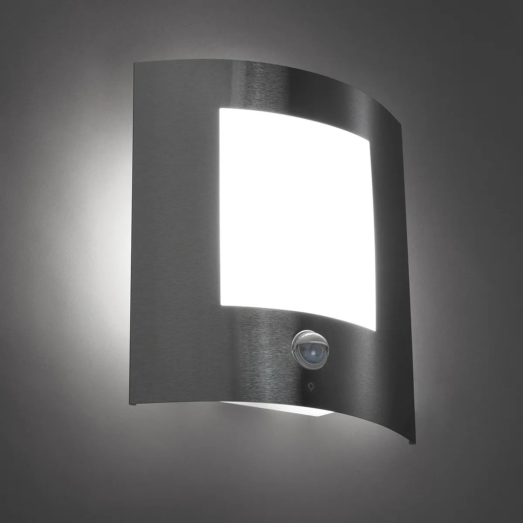 Candeeiro de parede exterior moderno em aço com sensor de movimento IP44 - Emmerald 1