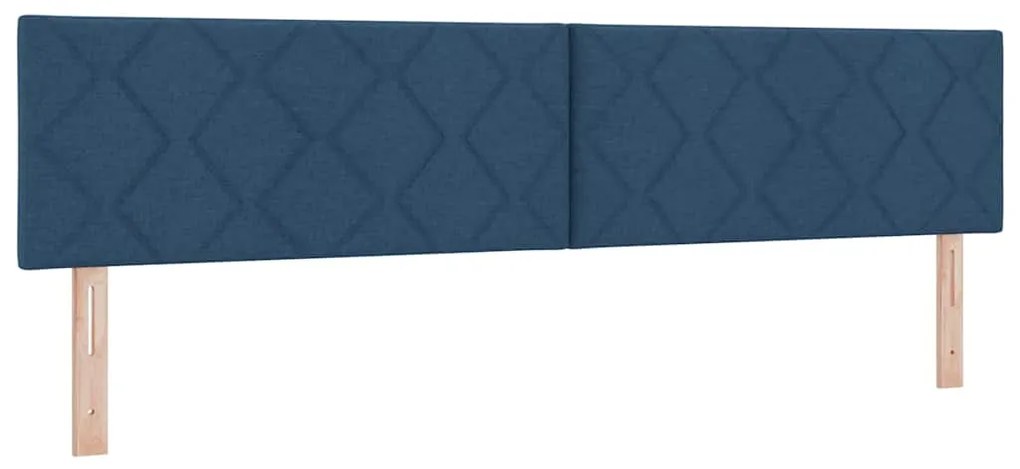 Cama Box Spring com Colchão &amp; LED Azul 200x200 cm Tecido