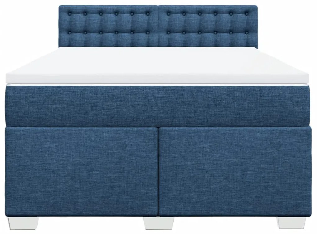 Cama com molas/colchão 140x200 cm tecido azul