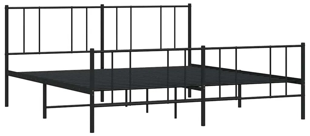Estrutura de cama com cabeceira e pés 183x213 cm metal preto