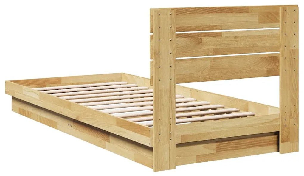 Estrutura cama cabeceira sem colchão 75x190 cm maciça carvalho