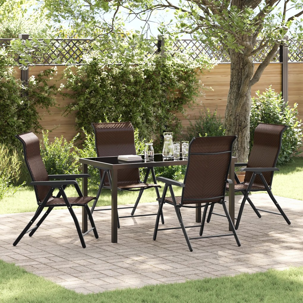 vidaXL Conjunto de Jantar de Jardim de 5 Peças Castanho Vime PE