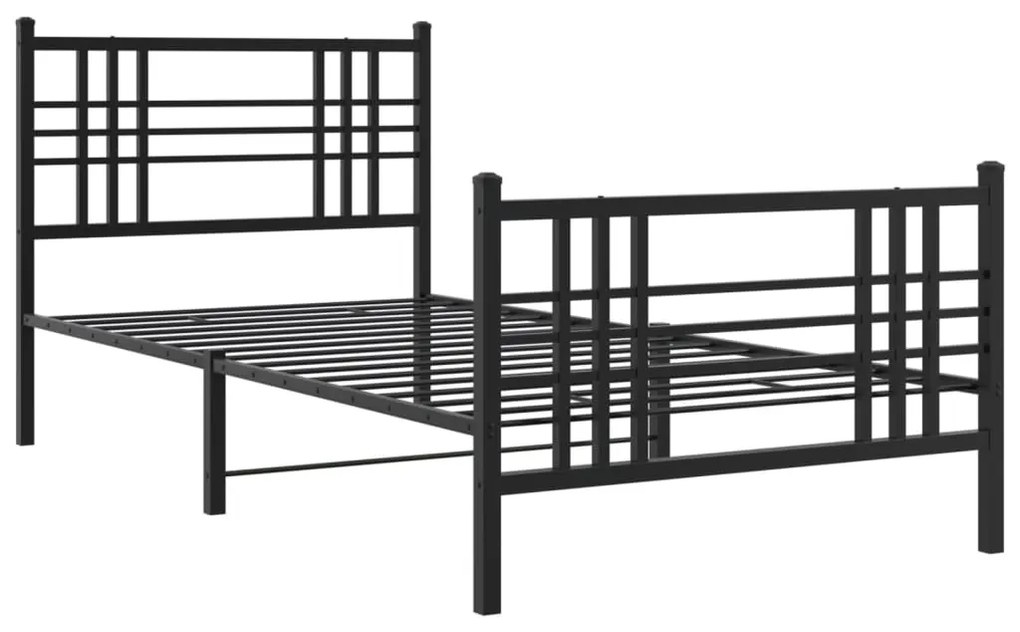 Estrutura de cama com cabeceira e pés 107x203 cm metal preto