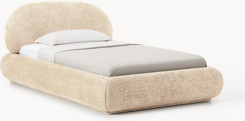 Cama de solteiro estofada em teddy-bouclé Alba