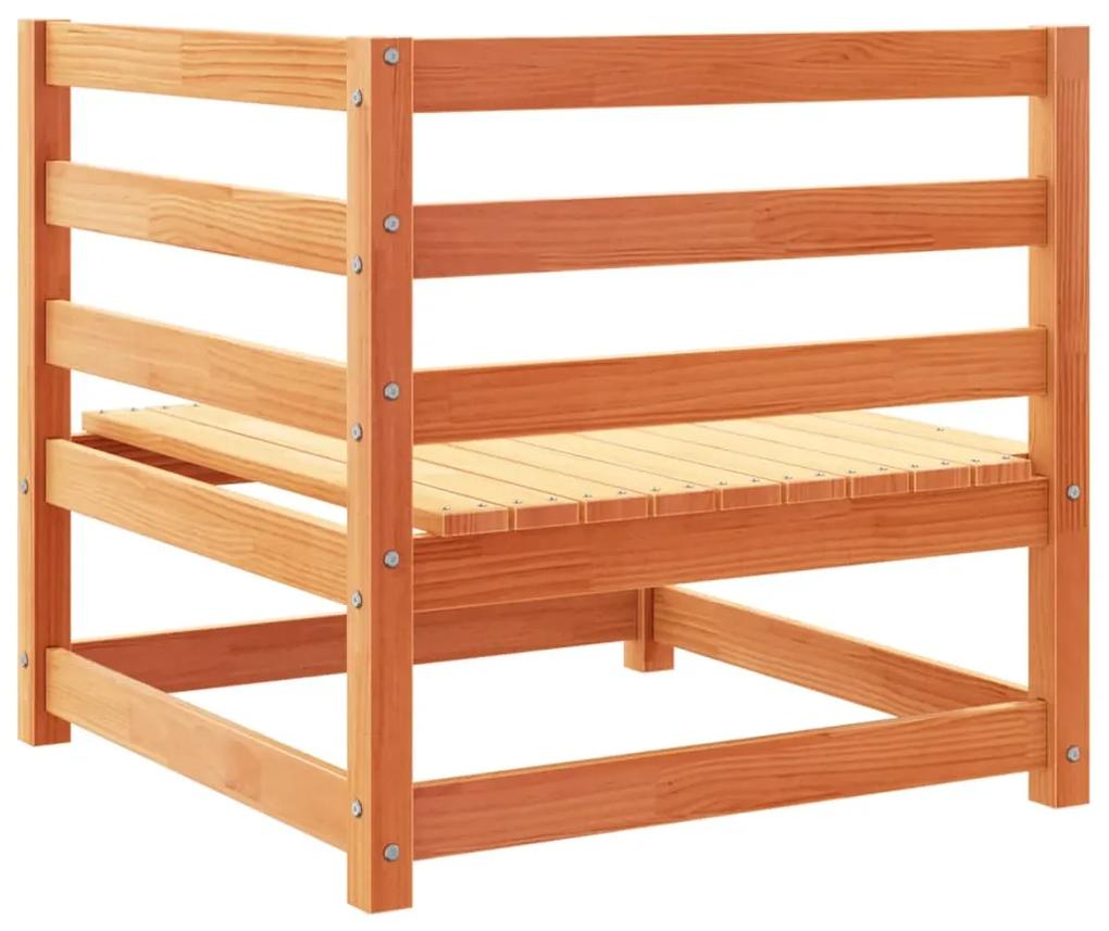 2 pcs conjunto sofás de jardim madeira de pinho castanho cera