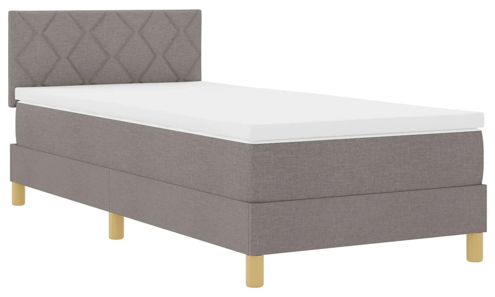 Cama Box com Colchão & LED Taupe 90x190 cm em Tecido