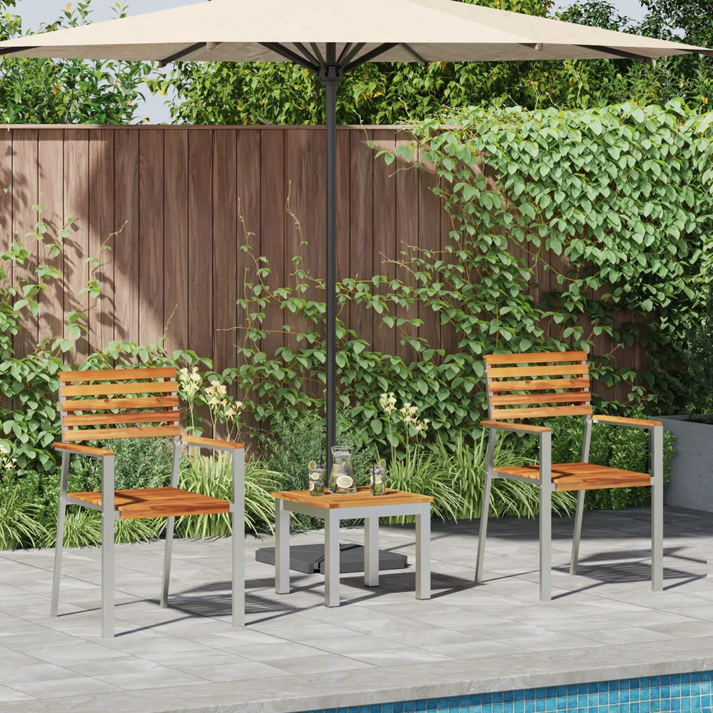 Conjunto de Jantar de Jardim vidaXL 3 Peças Madeira Sólida de Teca