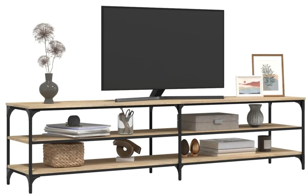Móvel p/ TV 200x30x50cm derivados madeira/metal carvalho sonoma