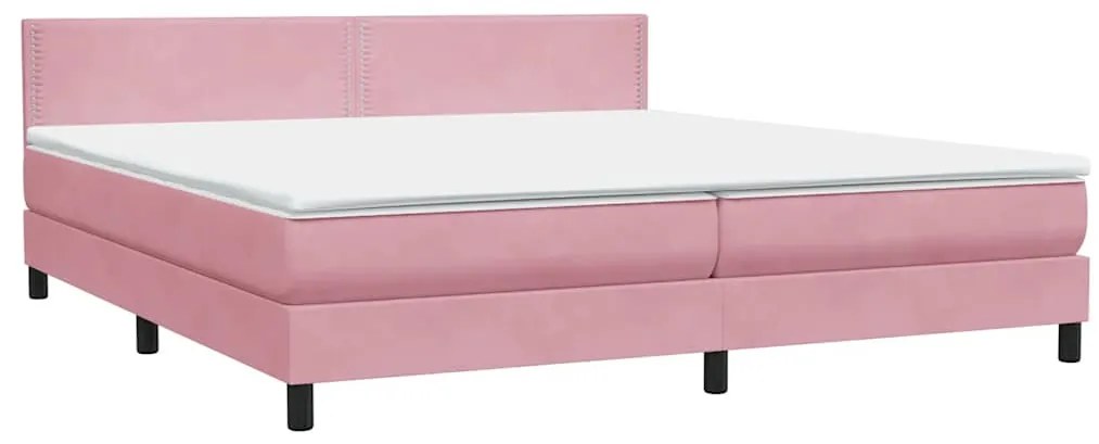Cama com molas colchão 200x210 cm veludo rosa
