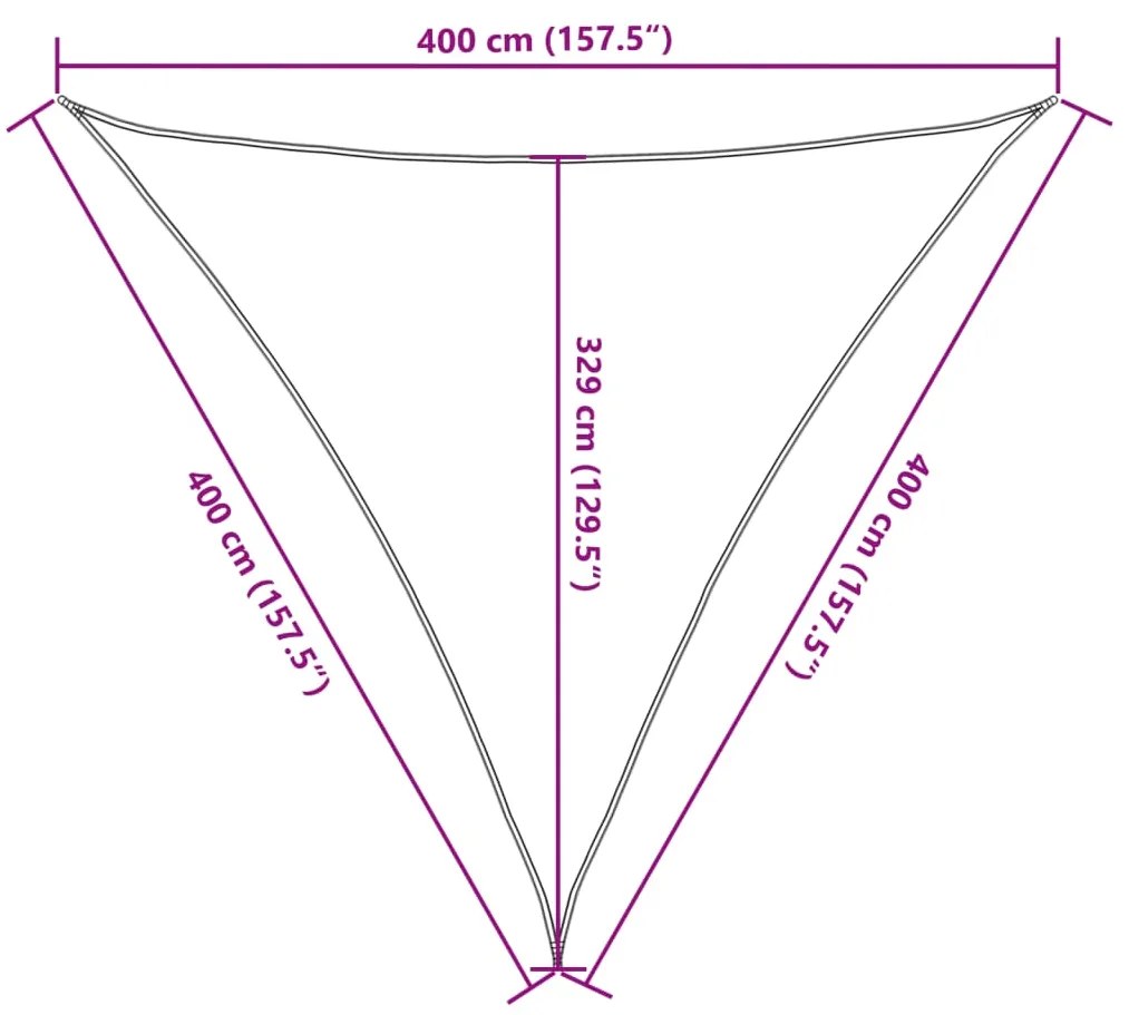 Para-sol estilo vela 160 g/m² 4x4x4m PEAD preto