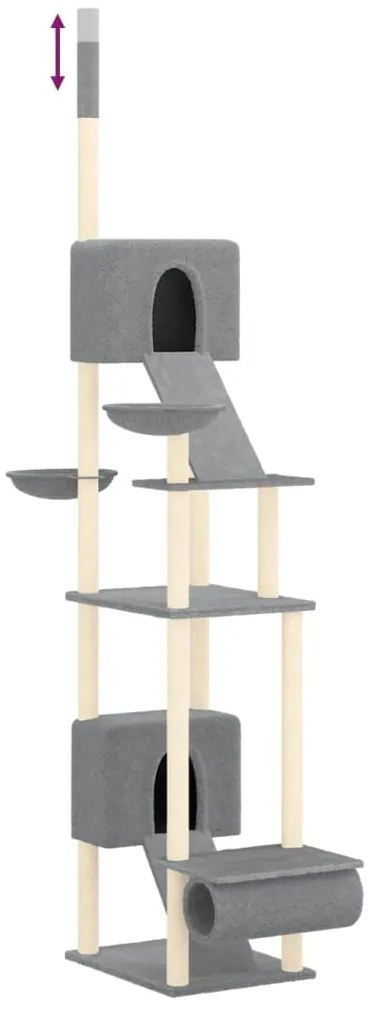 Árvore gatos altura ajustável chão-teto 277-303 cm cinza-claro