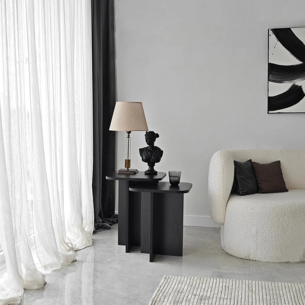 Conjunto de Mesas de Apoio Blues – Preto – 40x50x40 cm / 40x55x40 cm