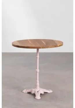 Mesa De Bar Redonda Em Madeira De Acácia Vienna Ø70 Cm & Rosa Algodão Doce - Sklum