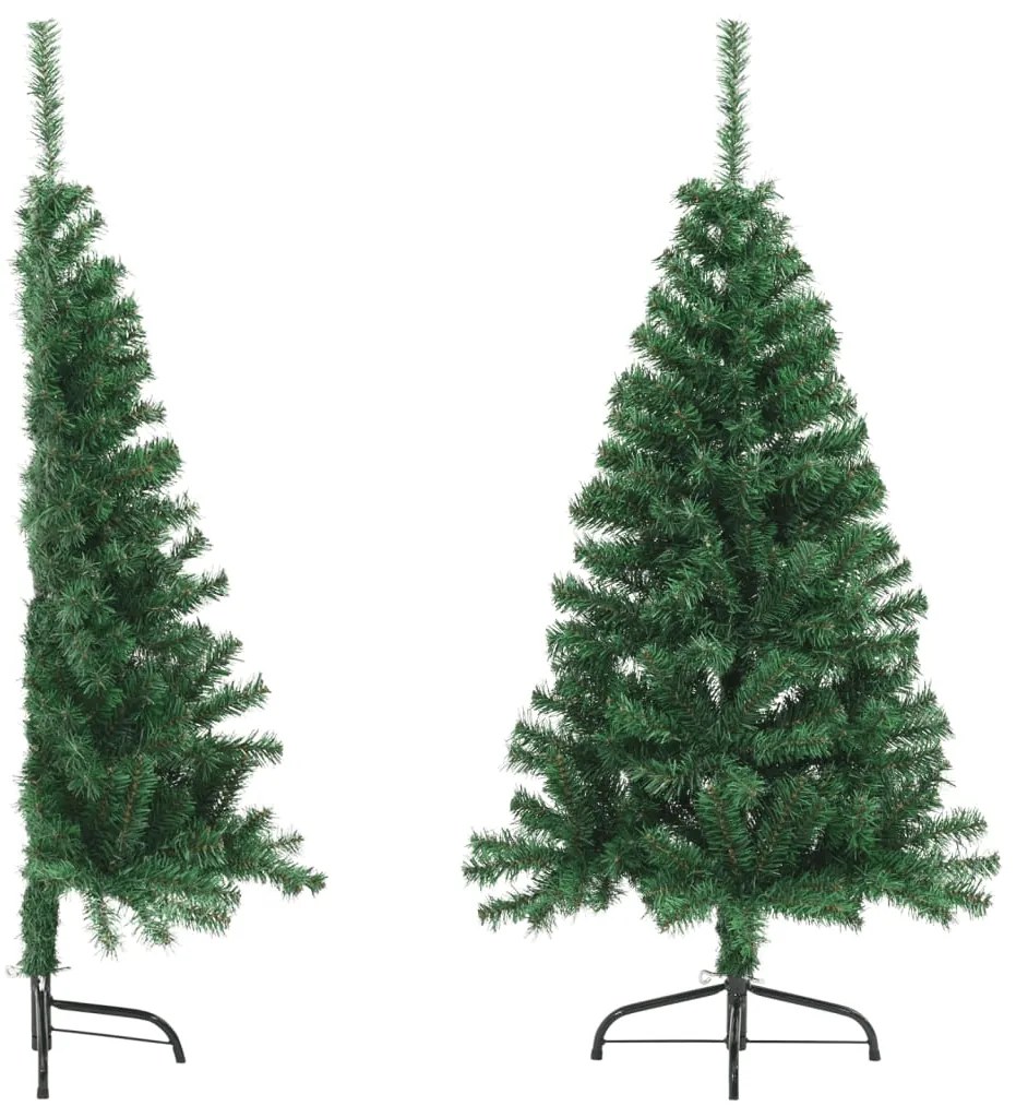Meia árvore de Natal artificial com suporte 120 cm PVC verde