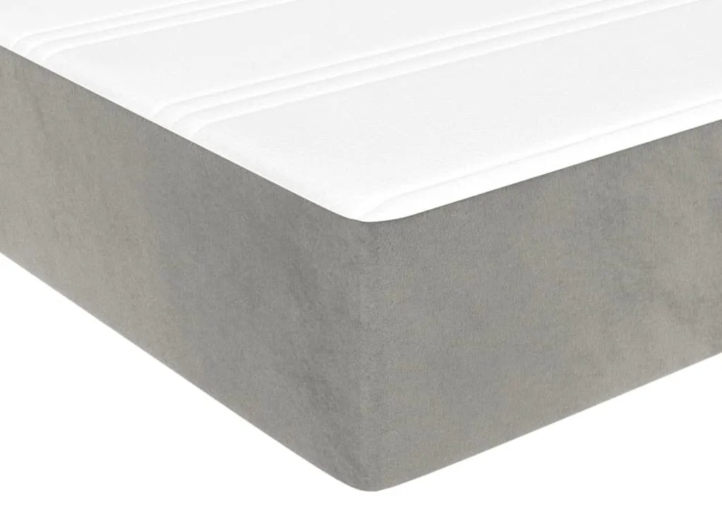 Colchão de molas ensacadas 100x200x20 cm veludo cinza-claro