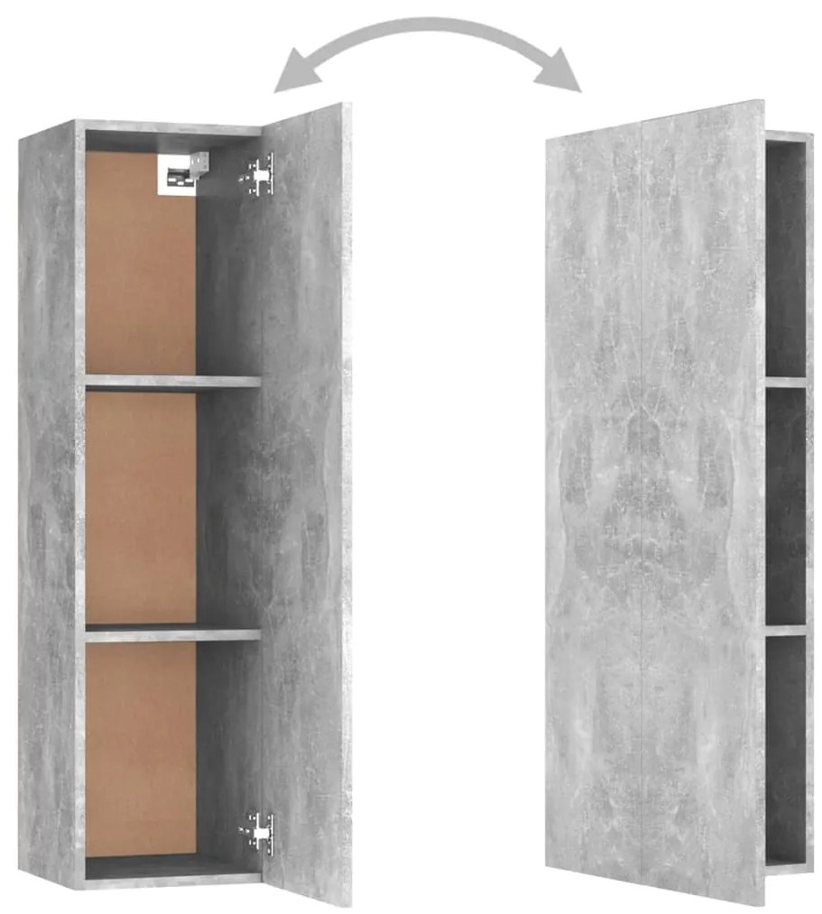 3 pcs conjunto de móveis de TV contraplacado cinzento cimento