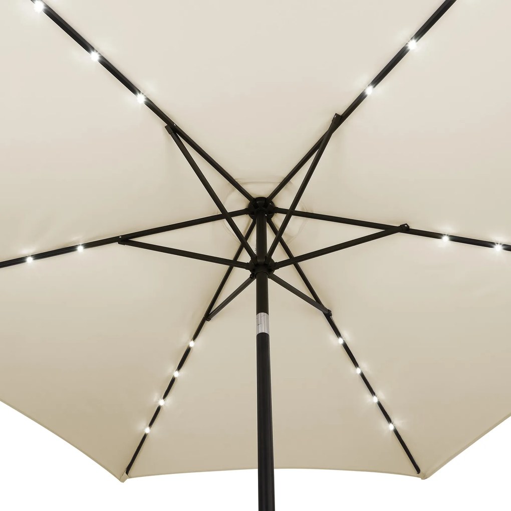 Guarda-sol LED Florida com proteção UV 80+ Ø300 x 250 cm Creme