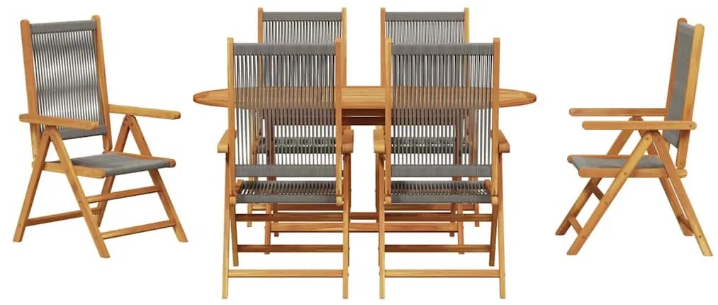 Mesa de Jardim Dobrável Manual 7 pcs Cinzeto