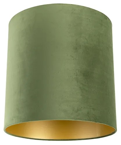 Abajur de veludo verde 40/40/40 com interior dourado
