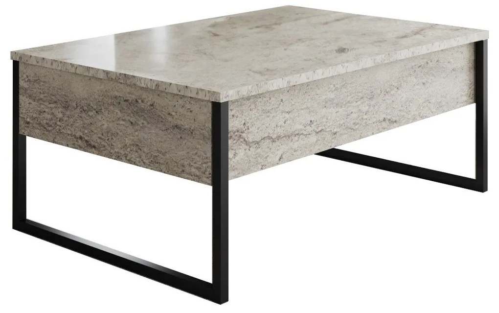 Mesa de Centro Luxe – Travertine Black – 90 cm x 60 cm x 40 cm