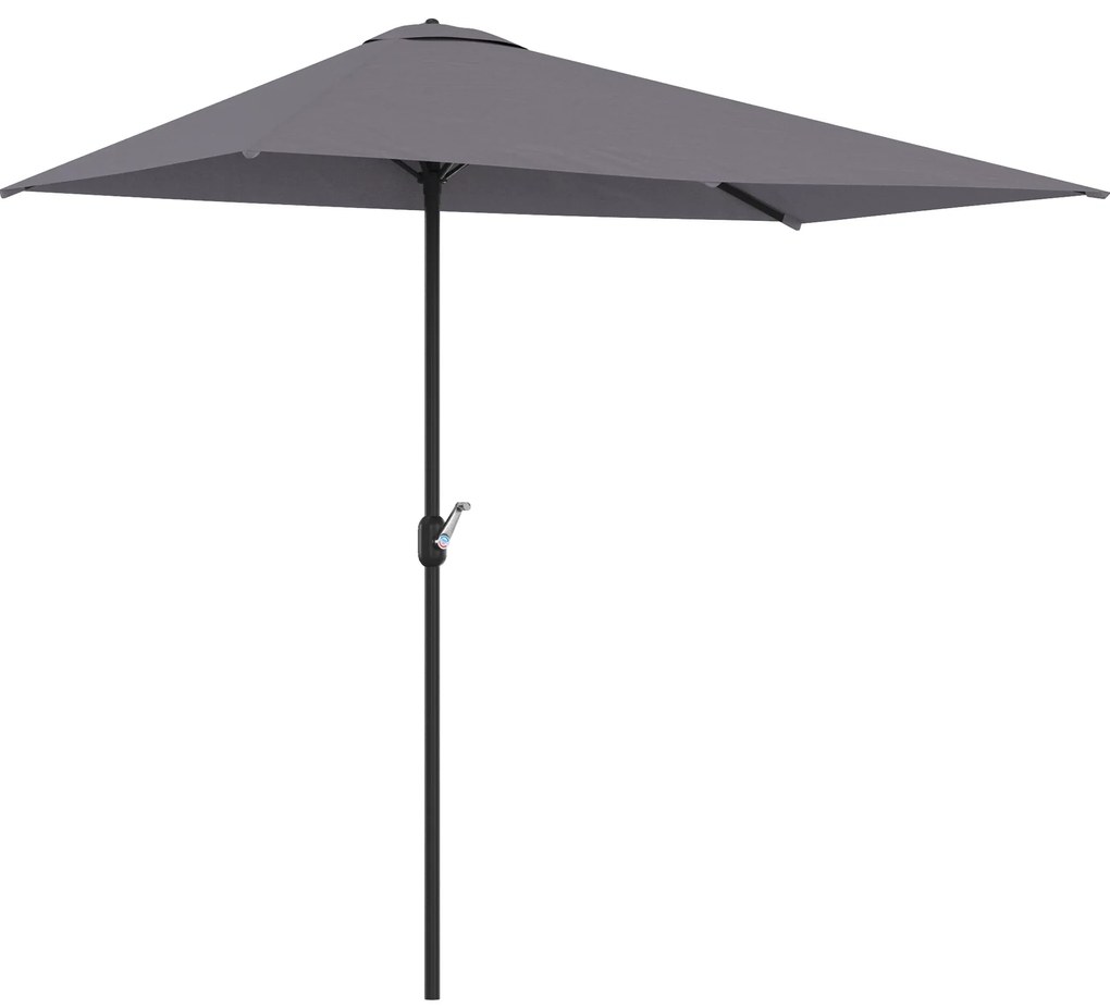 Outsunny Meia Chapéu de sol 230x130x245 cm Chapéu de sol para Parede Jardim com Manivela e Vara Metálica Ø38 mm Terraço Varanda Cinzento