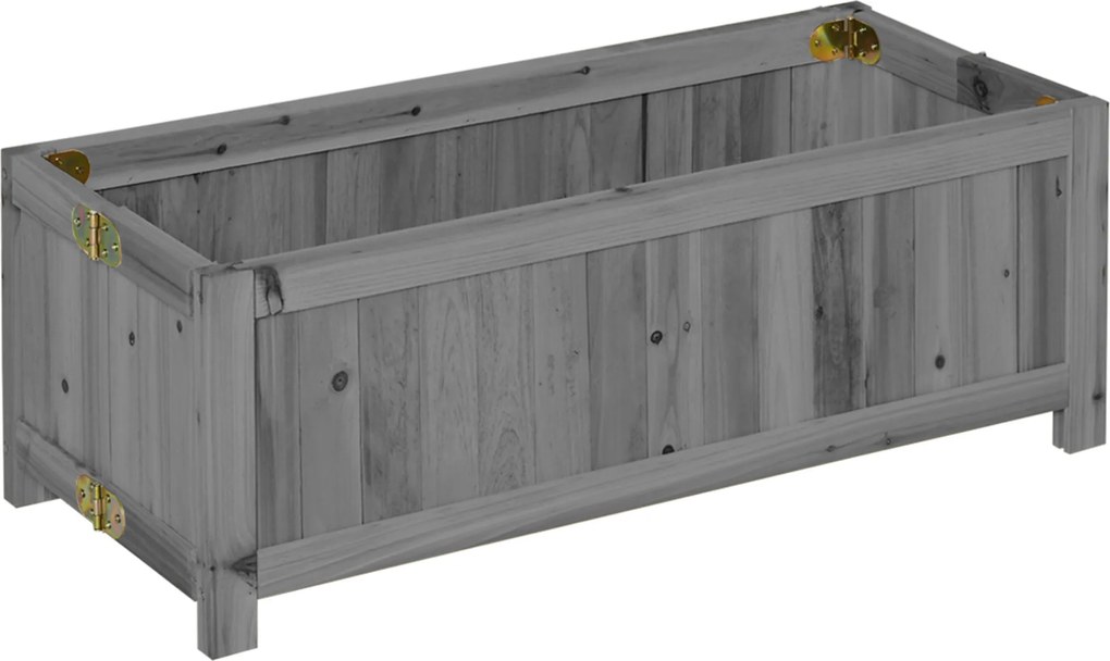 Floreira de Madeira Dobrável Floreira Elevada para Cultivo de Vegetais e Flores no Pátio Varanda Terraço 70x30x25 cm Cinzento