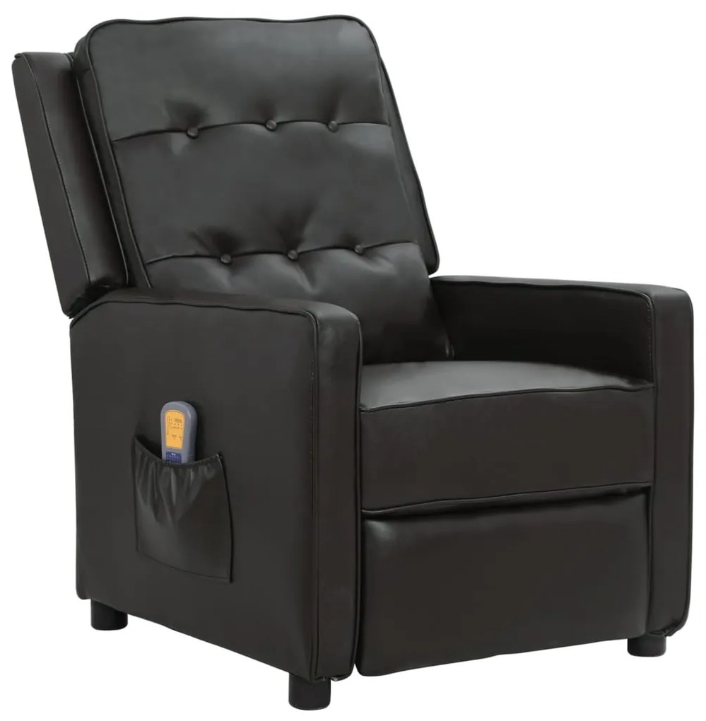 vidaXL Poltrona massagens couro artificial preto brilhante