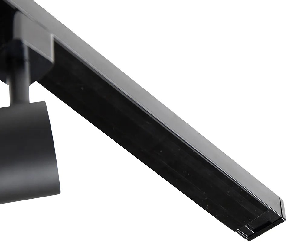 Sistema de calha monofásico preto com 4 focos e conector I redondo - Jeana