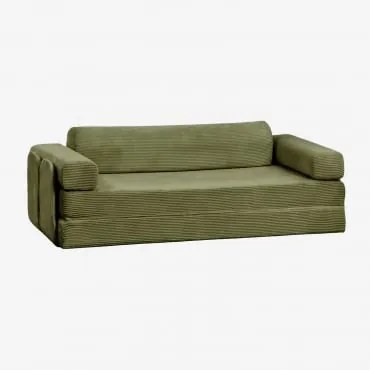Sofá-cama De 2 Lugares Em Veludo Embalado A Vácuo Paoly Bombazina Verde Army - Sklum