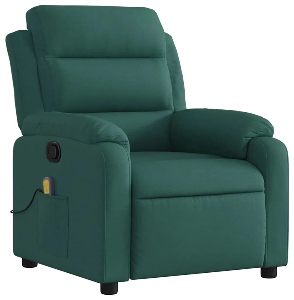 Poltrona de massagens reclinável tecido verde-escuro