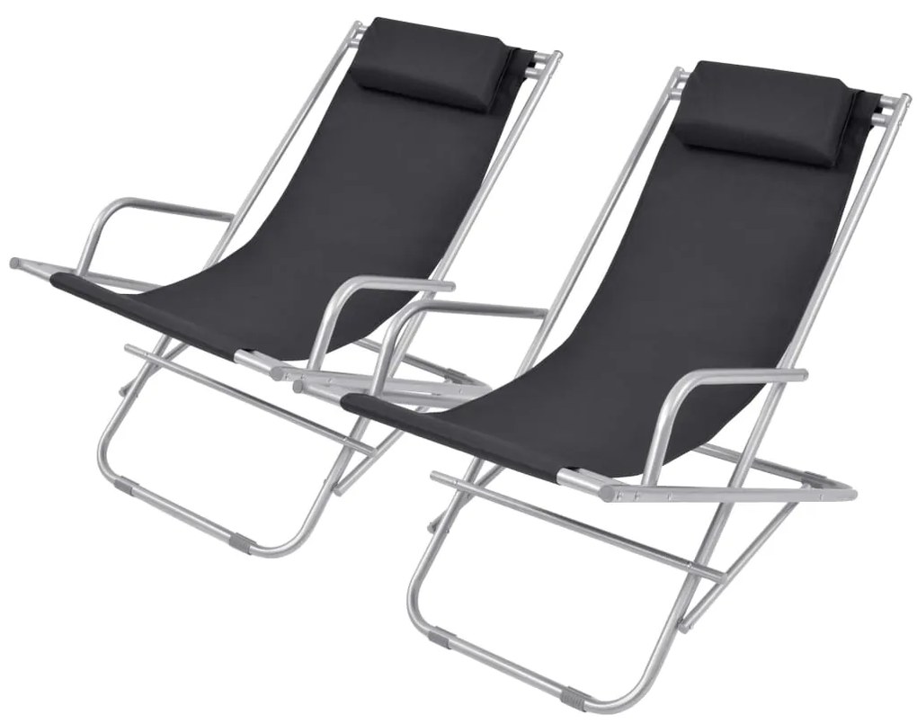 42936 vidaXL Cadeiras de jardim reclináveis 2 pcs aço preto