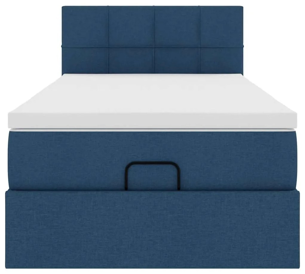 Cama otomana com colchão 100x200 cm tecido azul