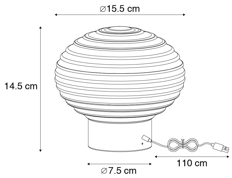 LED Tafellamp zwart met smoke glas oplaadbaar - Lexie Moderno