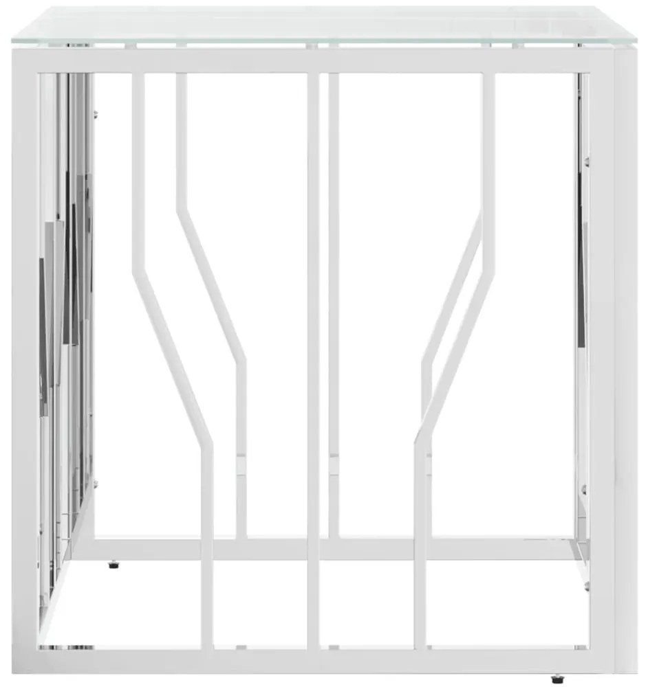 Mesa de centro 50x50x50 cm aço inoxidável e vidro prateado