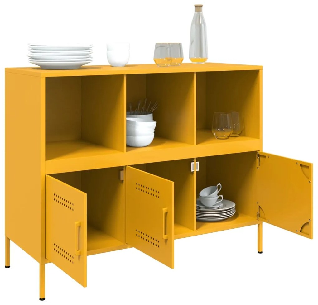 Aparador 100,5x39x79 cm aço amarelo mostarda