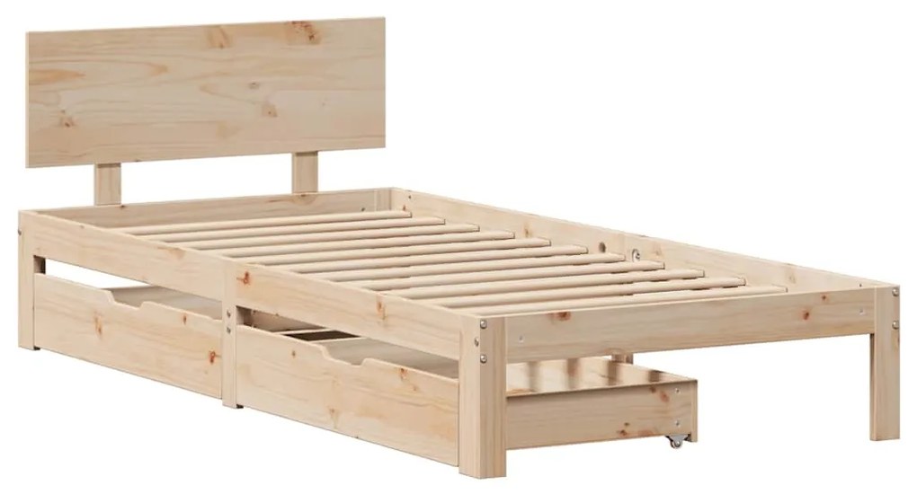 Estrutura de cama c/ gavetas 100x200 cm madeira de pinho maciça