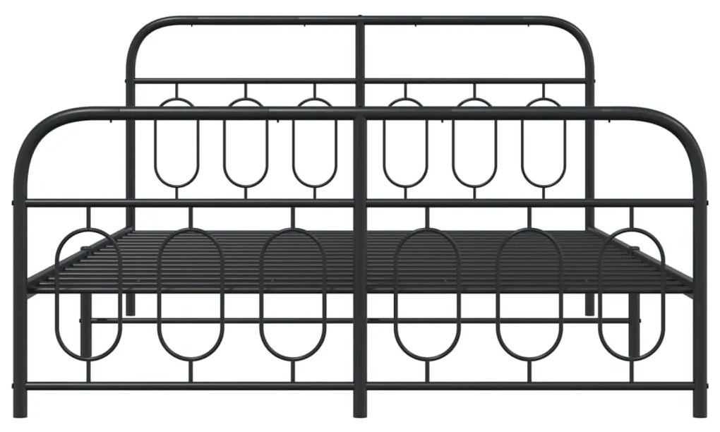 Estrutura de cama com cabeceira e pés 140x200 cm metal preto