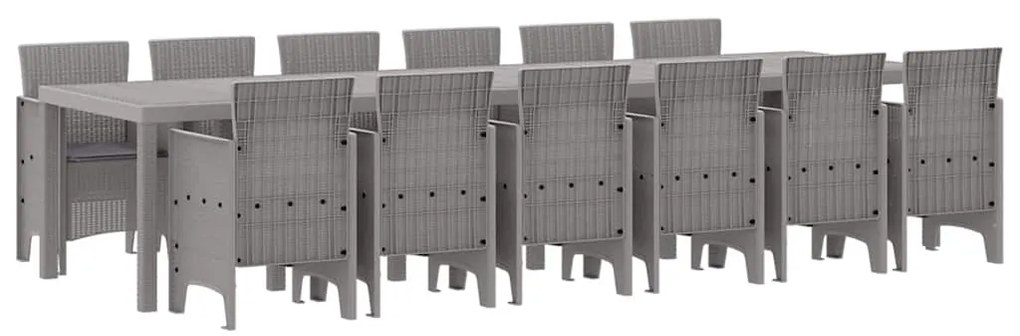 Conjunto de Jantar de Jardim 13 pcs Cinzento-claro 12 Lugares