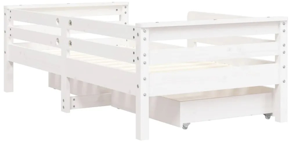 Estrutura cama infantil c/ gavetas 70x140cm pinho maciço branco
