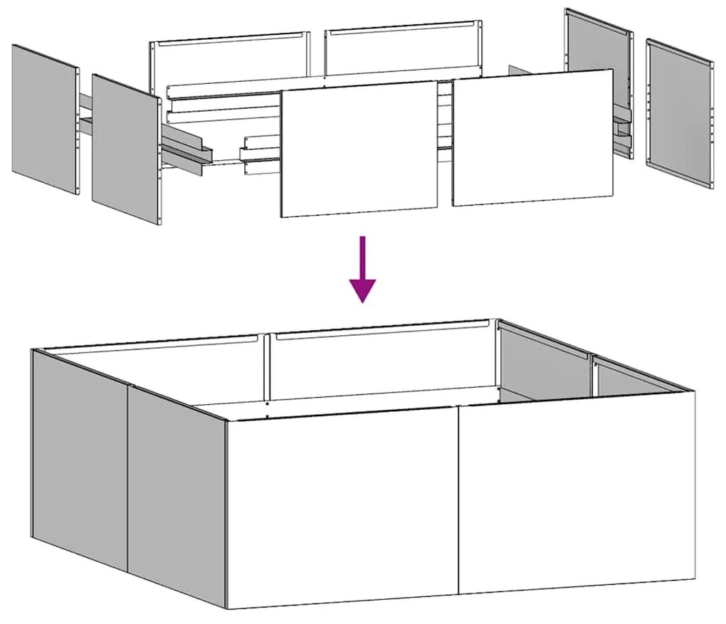 Vaso/floreira 80x80x30 cm aço galvanizado